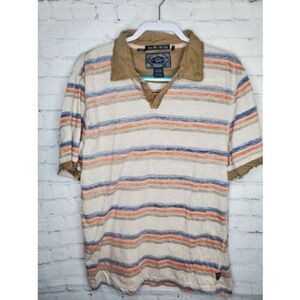 Bffalo DB brand mens stripped polo size XL tan short sleeved